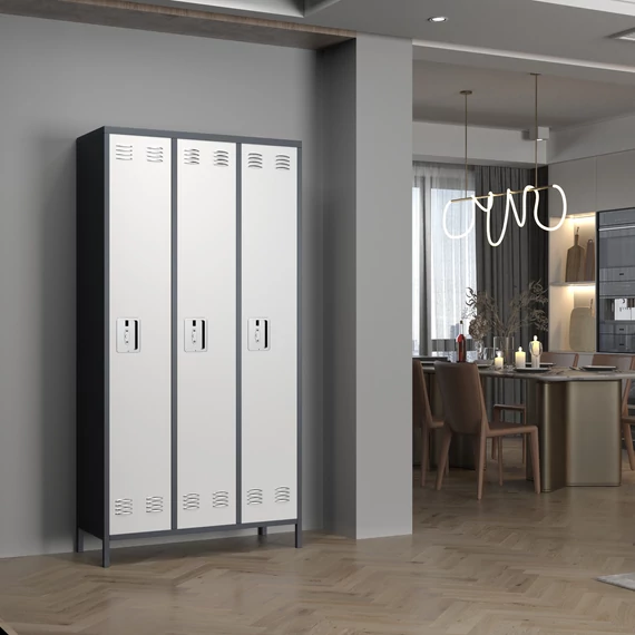 Különleges design 3 ajtós szekrény- mintás lyukakkal ellátott 3 ajtós fém szekrény zárral